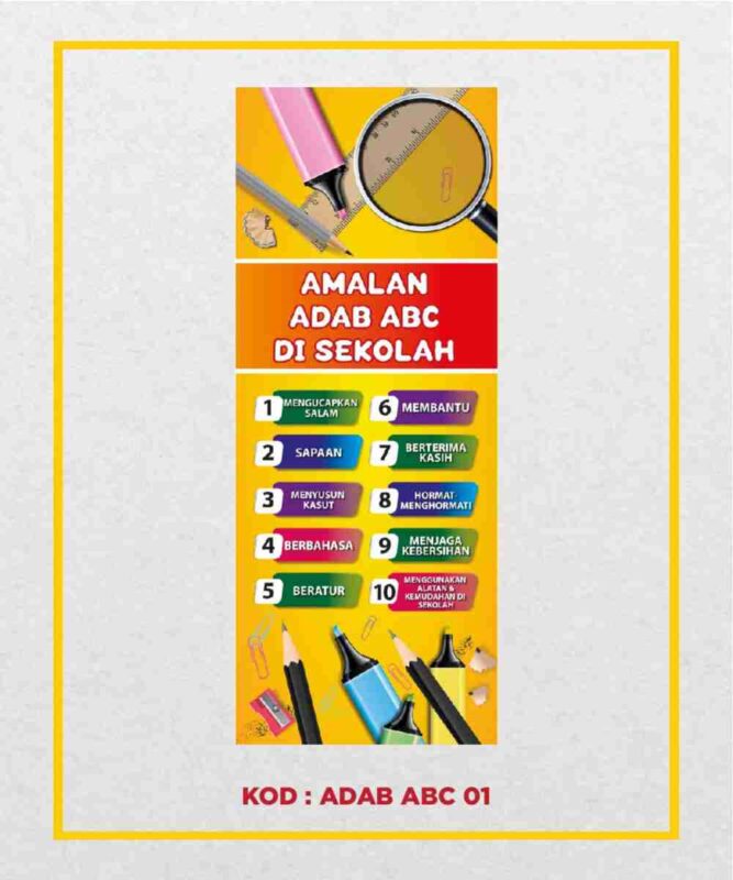 Bunting Amalan Adab Abc Di Sekolah Kedaibannersekolah